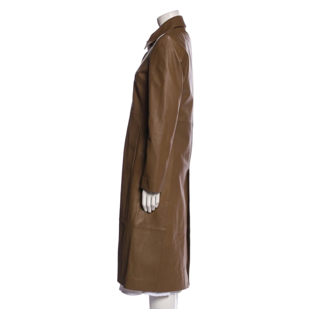 NWOT Nour Hammour Brown Leather Long Coat - XS equivalent - Picture 8 of 9